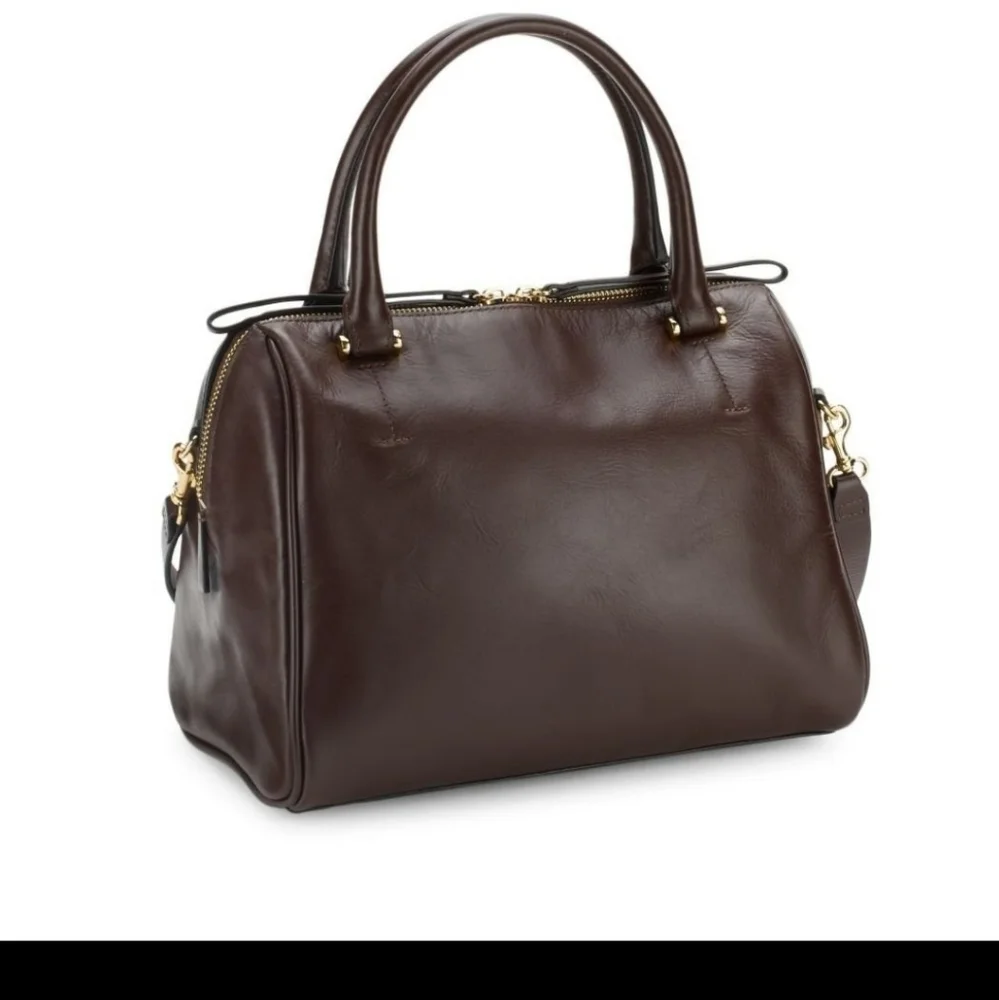 NWT Halston Syrah Leather Satchel $495 - Picture 3 of 4